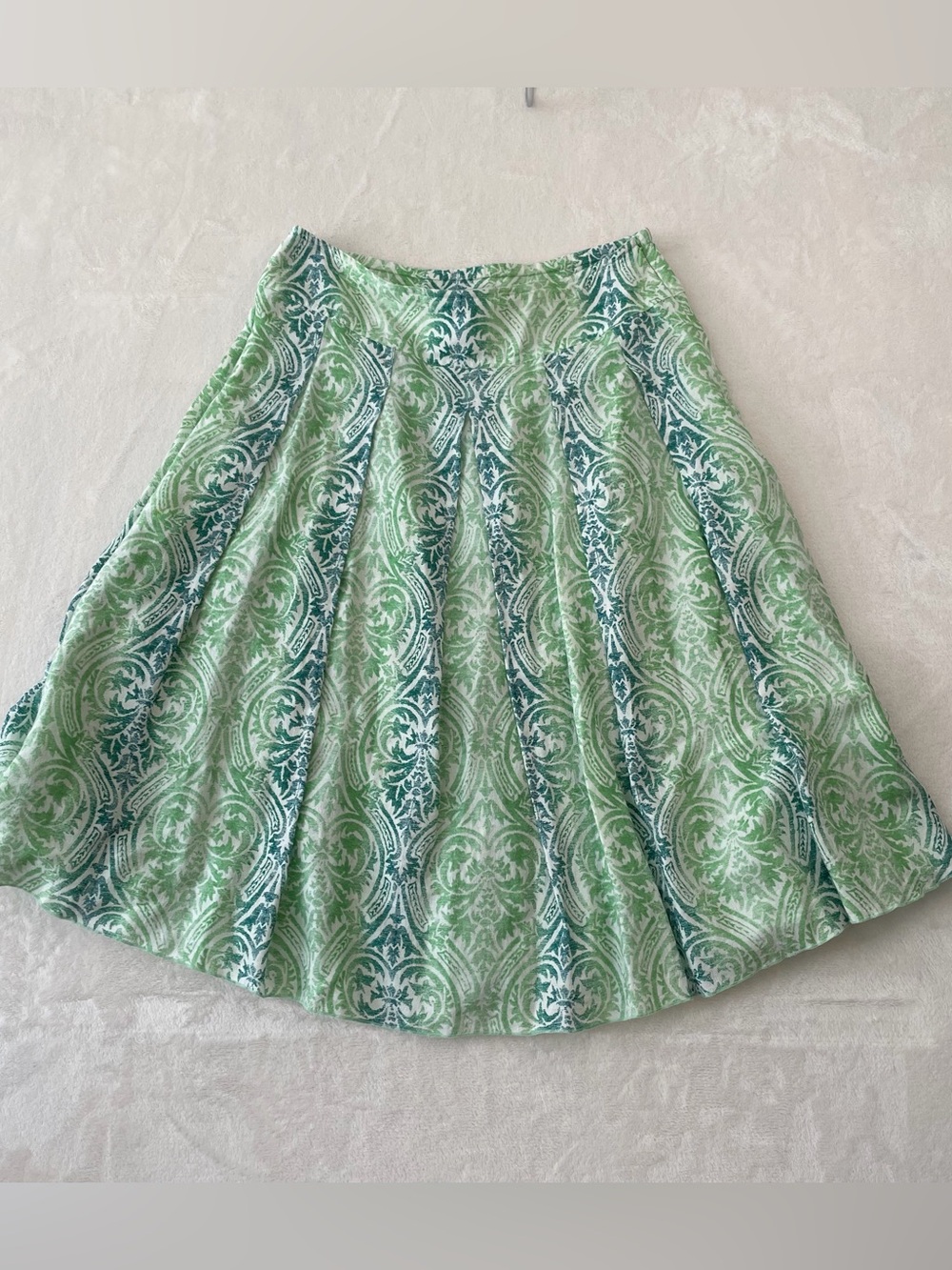Coldwater Creek Green Paisley Flowy Skirt Sz Petite Sm Boho Cottagecore Whimsy